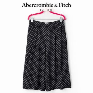 Abercrombie & Fitch Wide Leg Pants Black White Floral Boho Flowy Size M